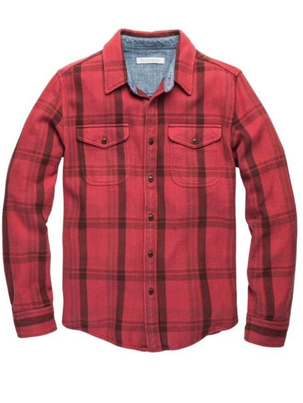 OUTERKNOWN Women's Blanket Plaid Shirt In Dusty Red Cusco M.